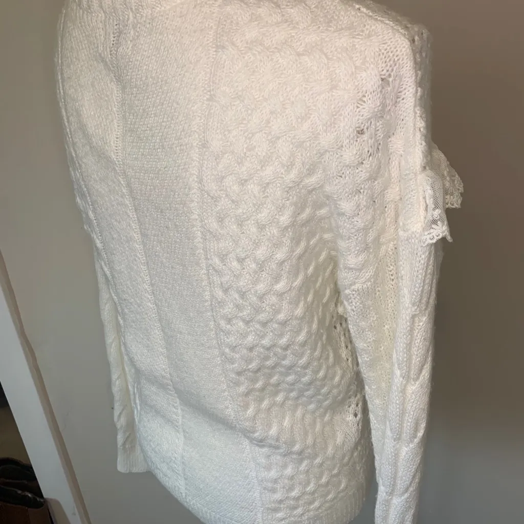 Torn by Ronny Kobo Ruffle Lace Up Sweater Size S - Image 4