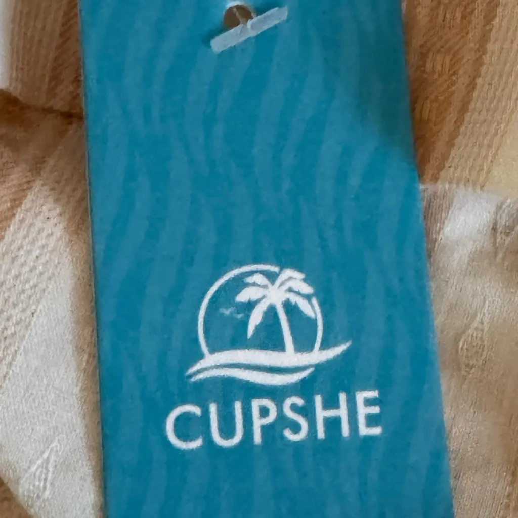 CUPSHE Apricot Stripe Tie Waist Pocket Shorts Cotton Women’s Sz XL High Rise New - Image 6