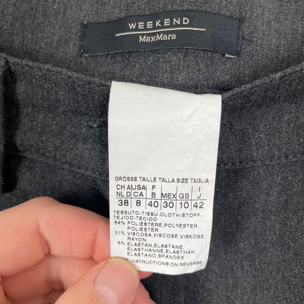 Weekend Max Mara Woman's 8 Gray High Rise‎ Classic 5 Pocket Trouser Pants - Image 10