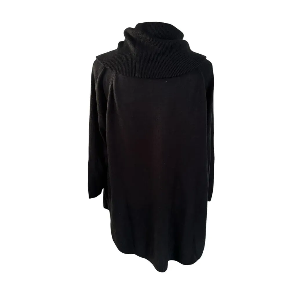 Adrienne Vittadini Black Cowl neck Sweater 3/4 sleeve Large - Image 2