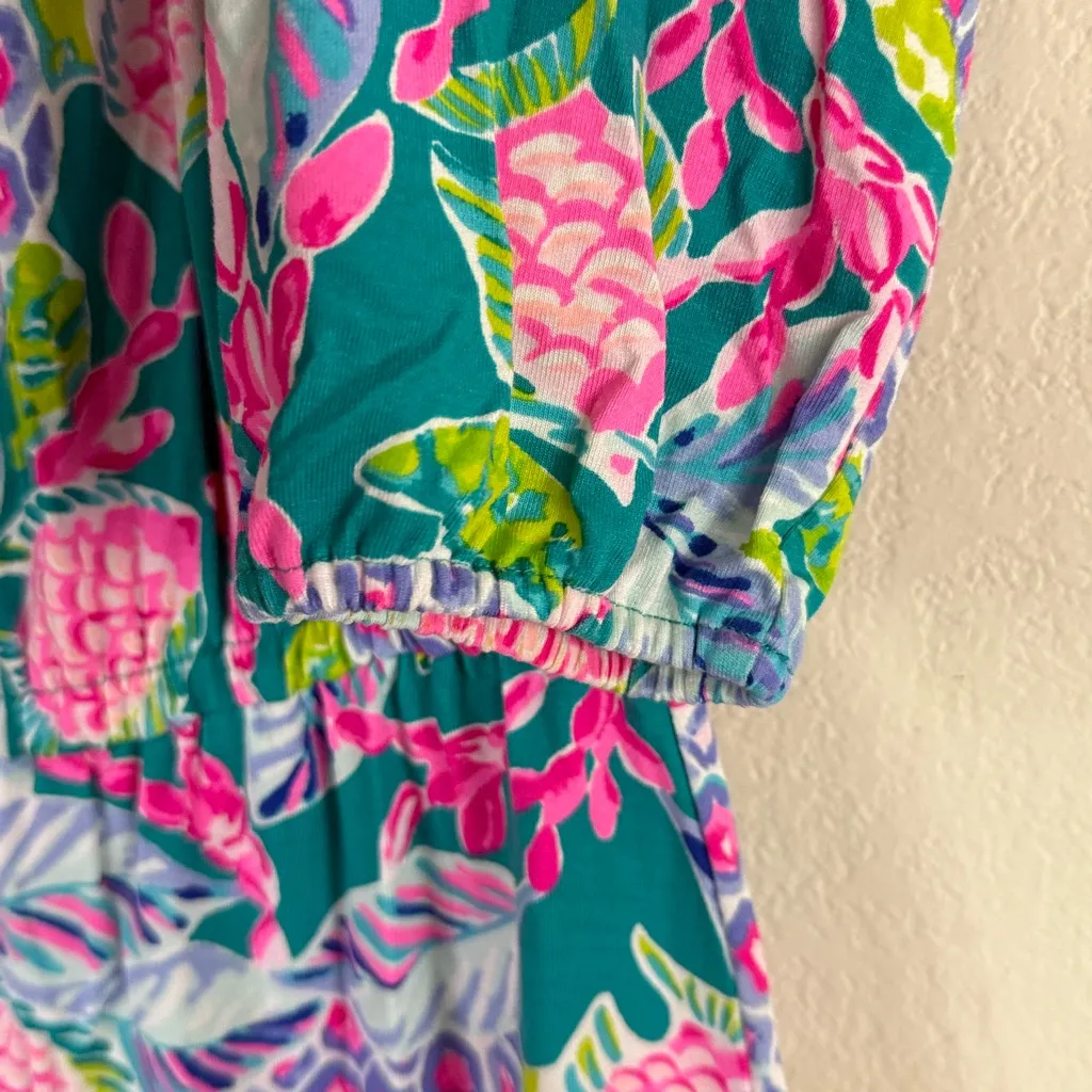 Lilly Pulitzer Pink and Blue off shoulder Patterned skort romper size XS - Image 4