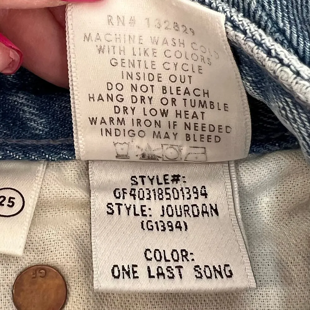 GRLFRND Jourdan Button Fly Cut Off Denim Shorts Blue Distressed Size 25 Y2K NWT - Image 8