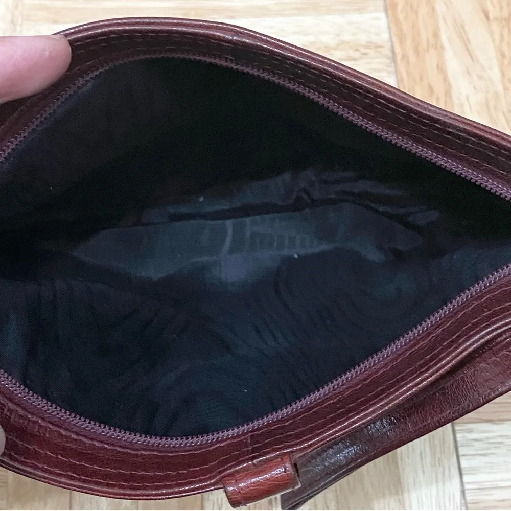 Vintage Bottega Veneta Made in Italy Bordeaux Leather Wristlet Pouch Bag - Image 8