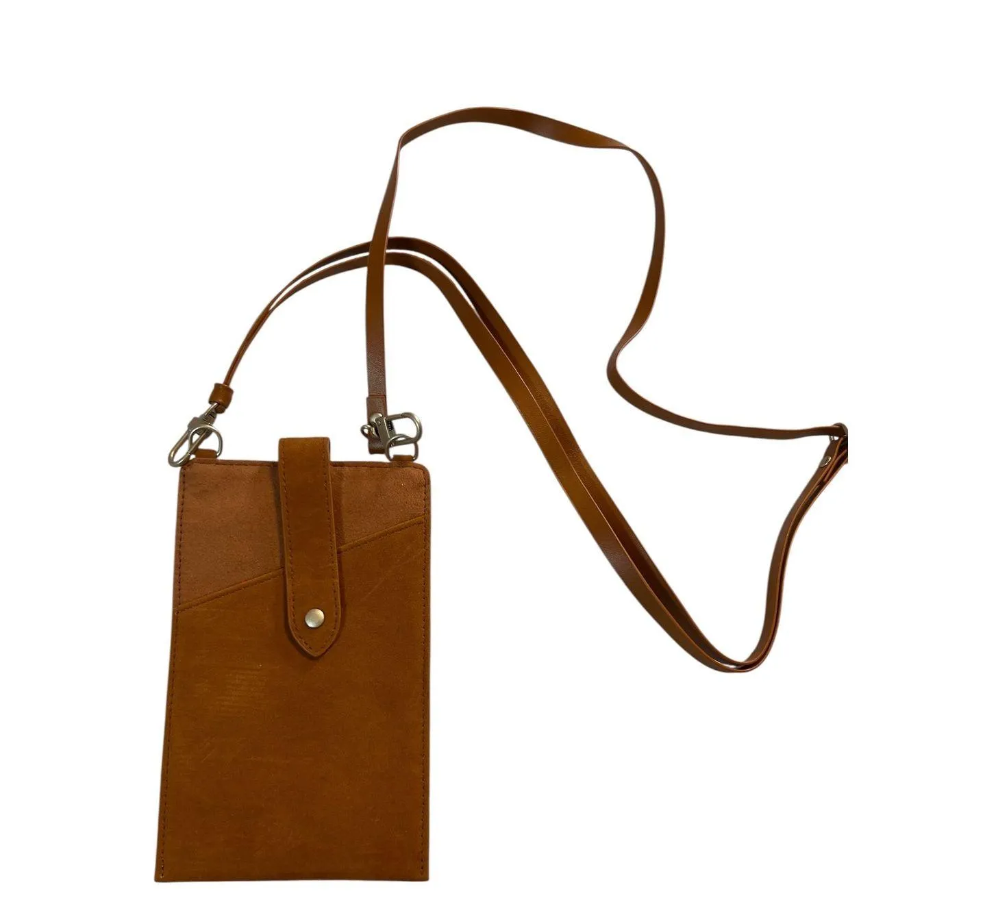 Heyday Crossbody Phone Wallet Purse Bag Brown Faux Leather Adjustable Strap - Image 3