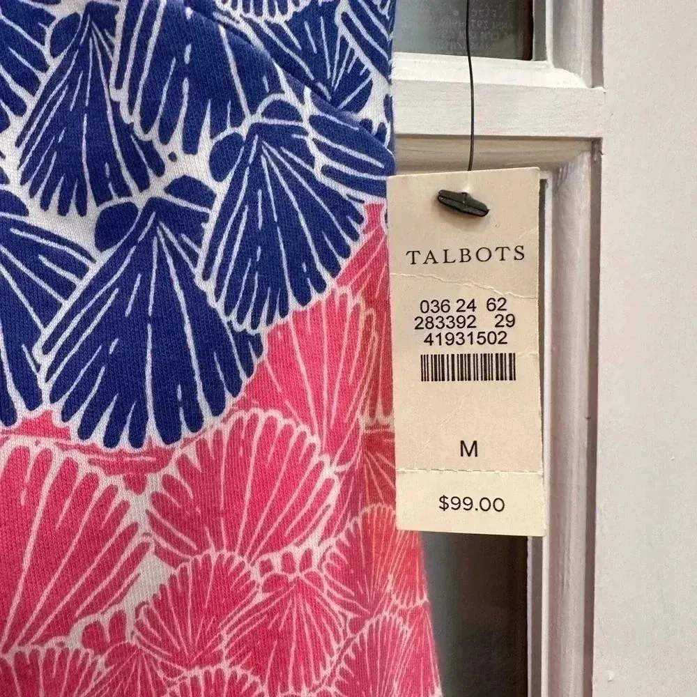 Talbots | Blue Pink Coastal Seashell Beach Fitted Sheath Dress Size M NWT - Image 5