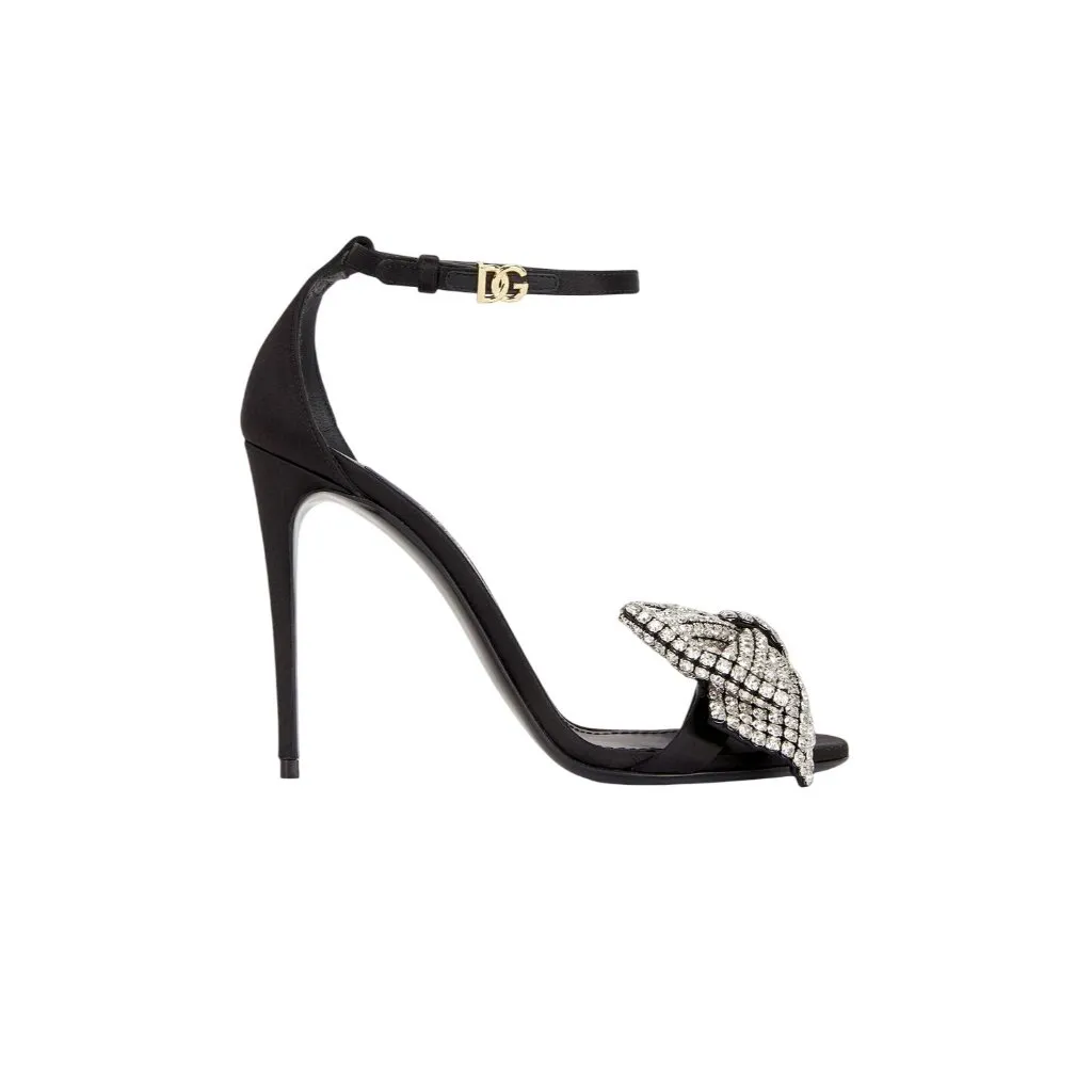 Dolce & Gabbana Keira Bow Sandal in Nero & Crystal 37 With Box womens High Heels - Image 4