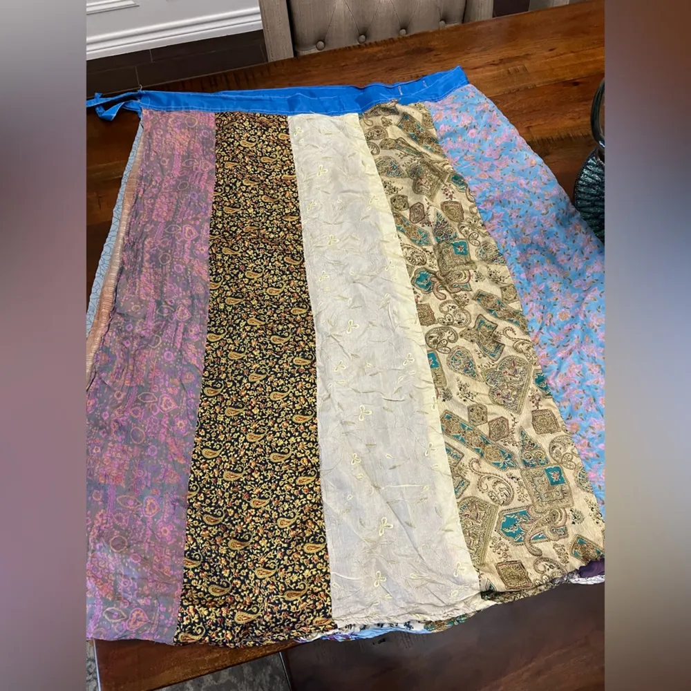 Boho Patchwork Reversible Wrap Skirt – 100% Rayon – Made in India Size undefined - Image 7