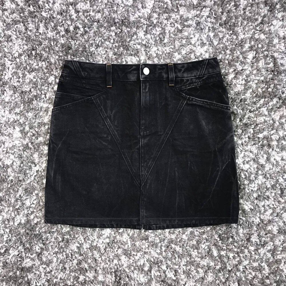 Givenchy Black Denim Mini High Waist Skirt - Image 3