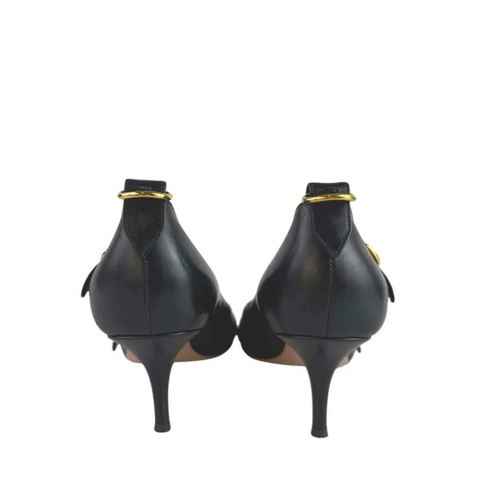 Gianvito Rossi Clash 55 Black Pointed Toe Buckle Strap Leather Pump Heels 40 US9 - Image 3