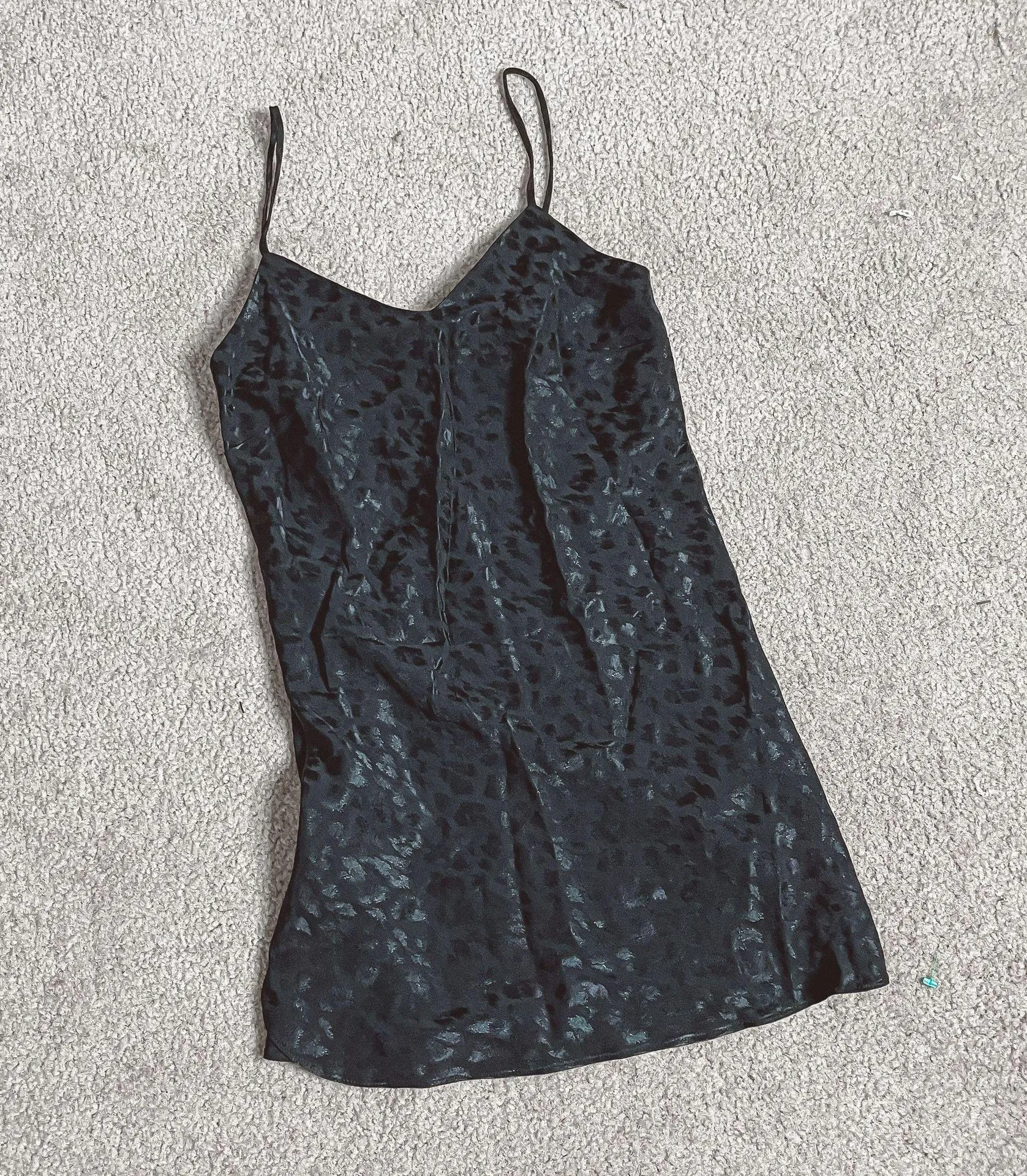 Topshop Petite Leopard Print Black Mini Slip Dress - Image 2