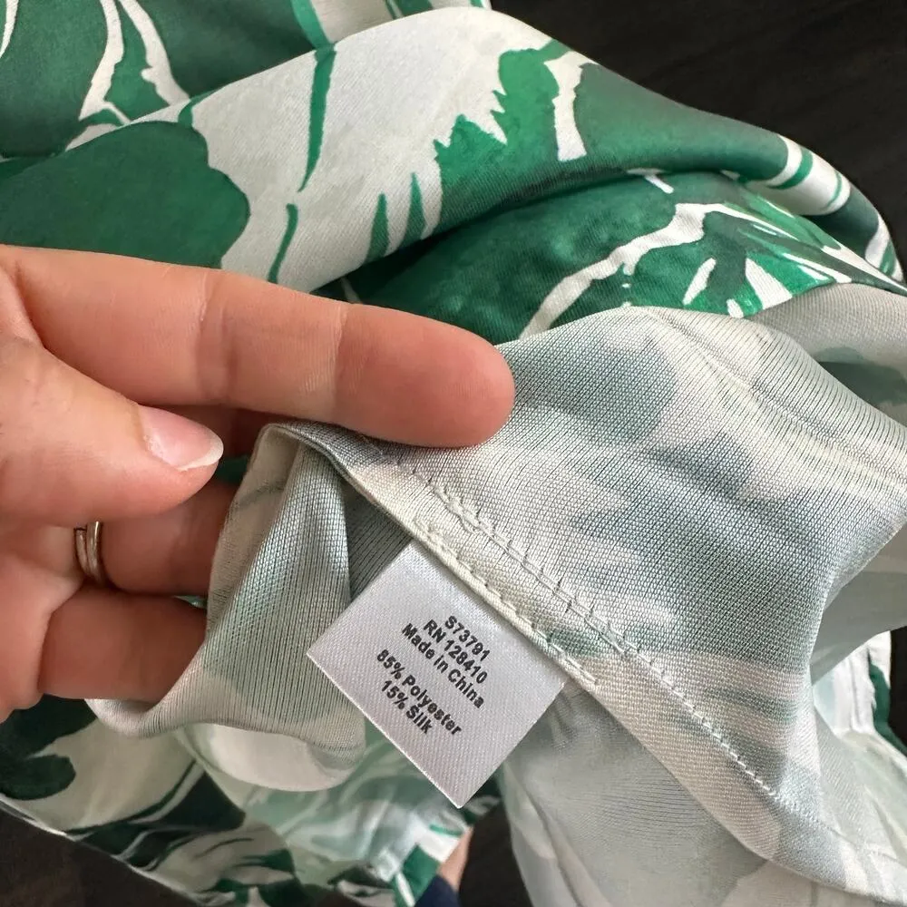 ANN MASHBURN  Paige Maxi Dress Green Watercolor Leaf Mikado Size Small New - Image 5