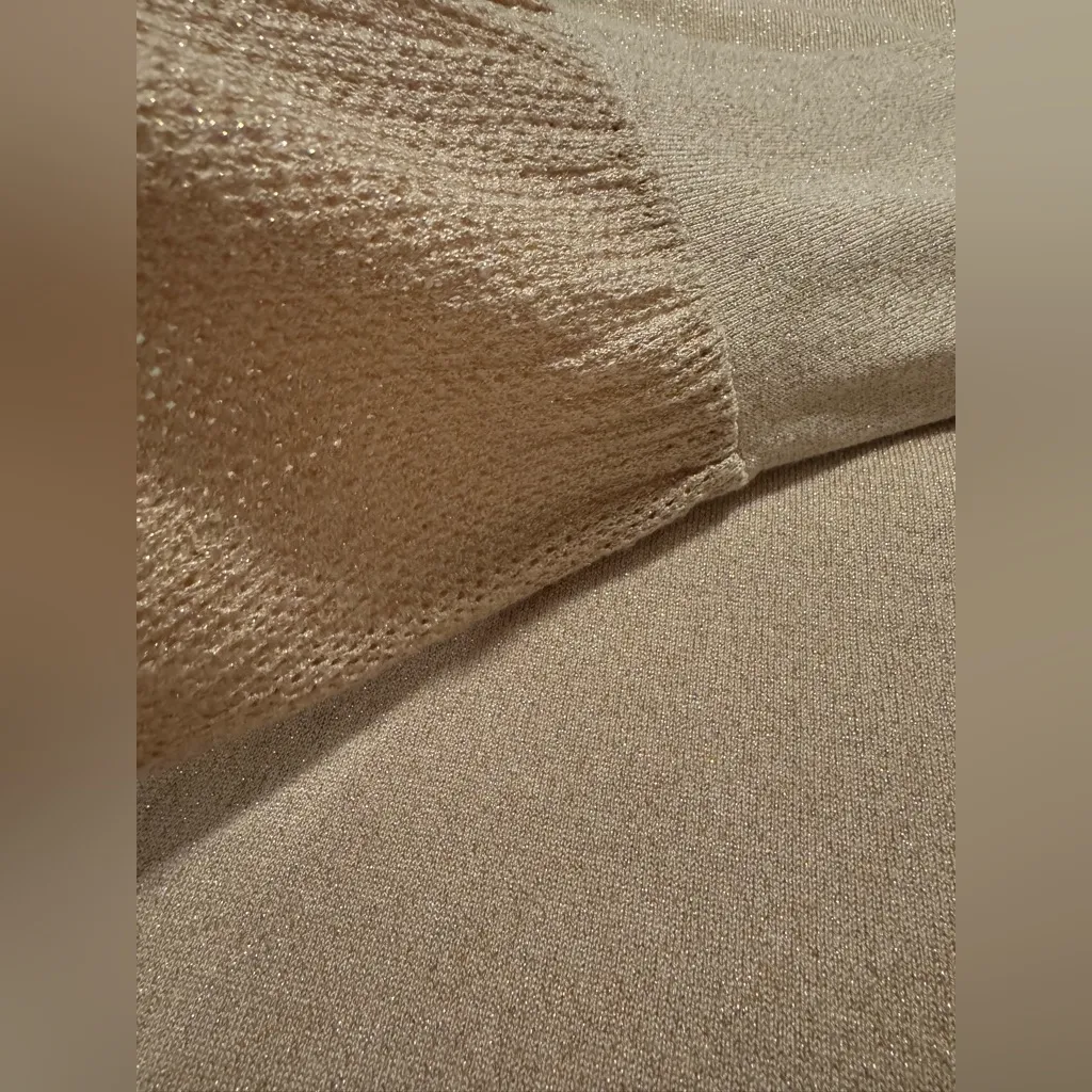 Calvin Klein Shimmer Knit Sweater S/M | Pink Metallic Bell Sleeve Blouse Runs M - Image 5