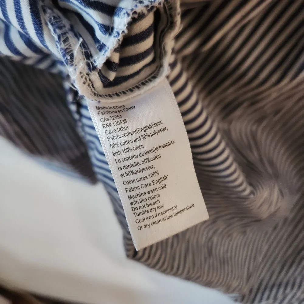 Anthropologie Lili's Closet Blue White Striped Tunic with Lace Back Detail XS - Image 8