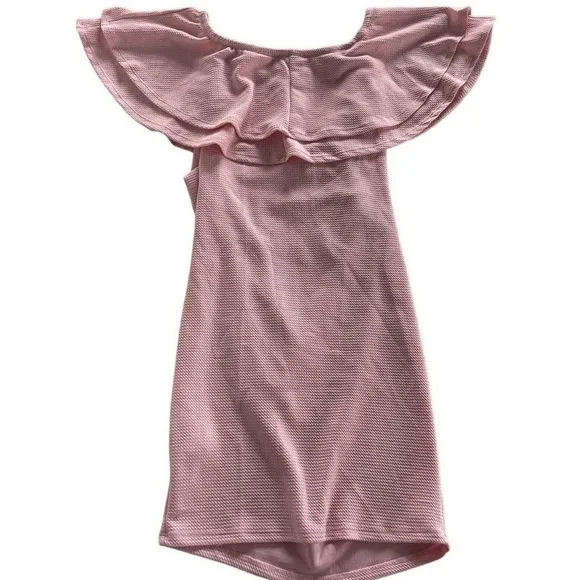 La Clef Dress Womens Small Maternity Pink Textured Layered Ruffle Mini - Image 3