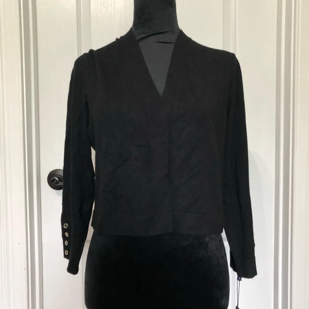 Brand‎ New Women's Tommy Hilfiger Button Sleeve Black Cardigan Size Medium - Image 2