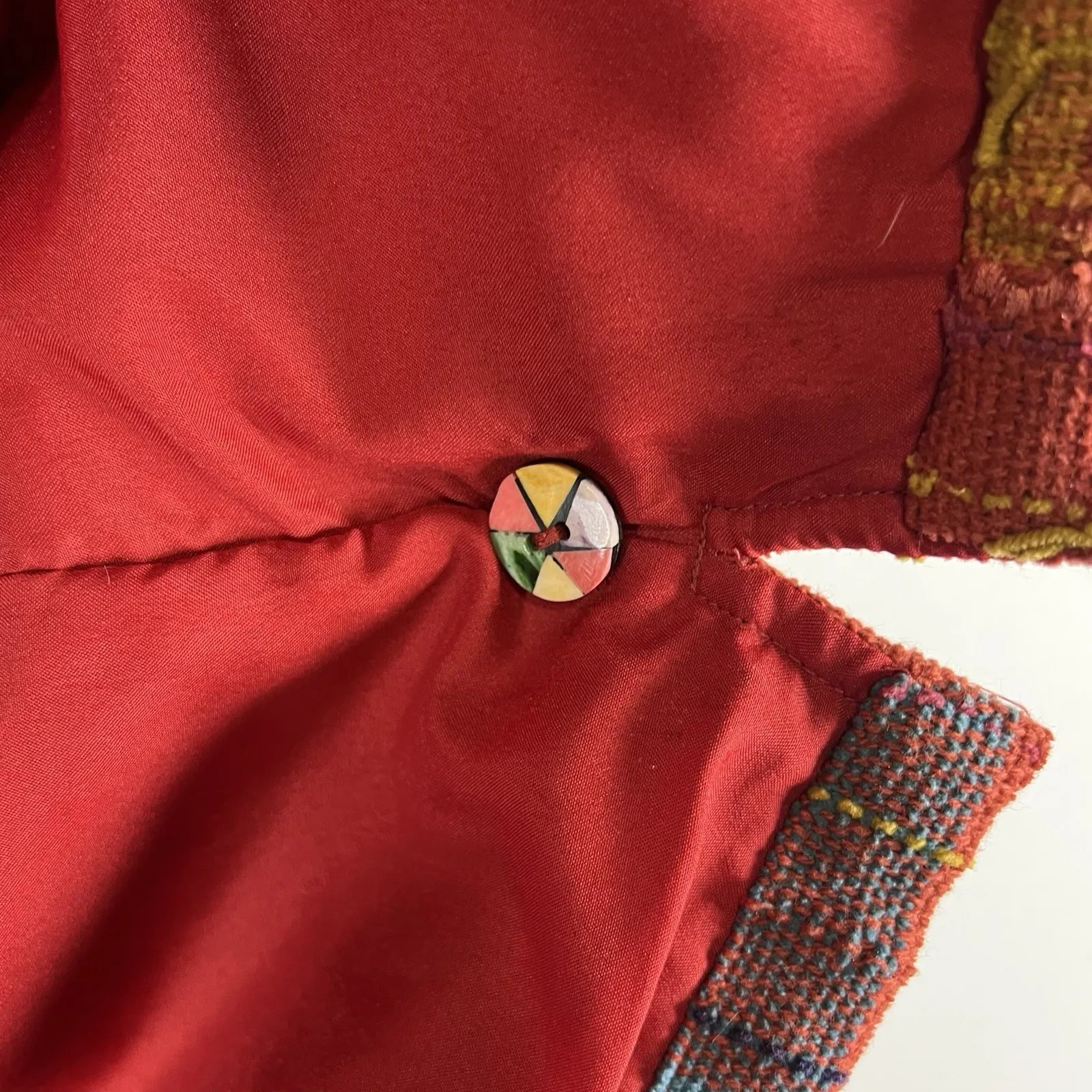 TRAVEL SMITH PATCHWORK ARTSY BOHO JACKET BUTTON DOWN Women's Size Large Colorful - Image 6