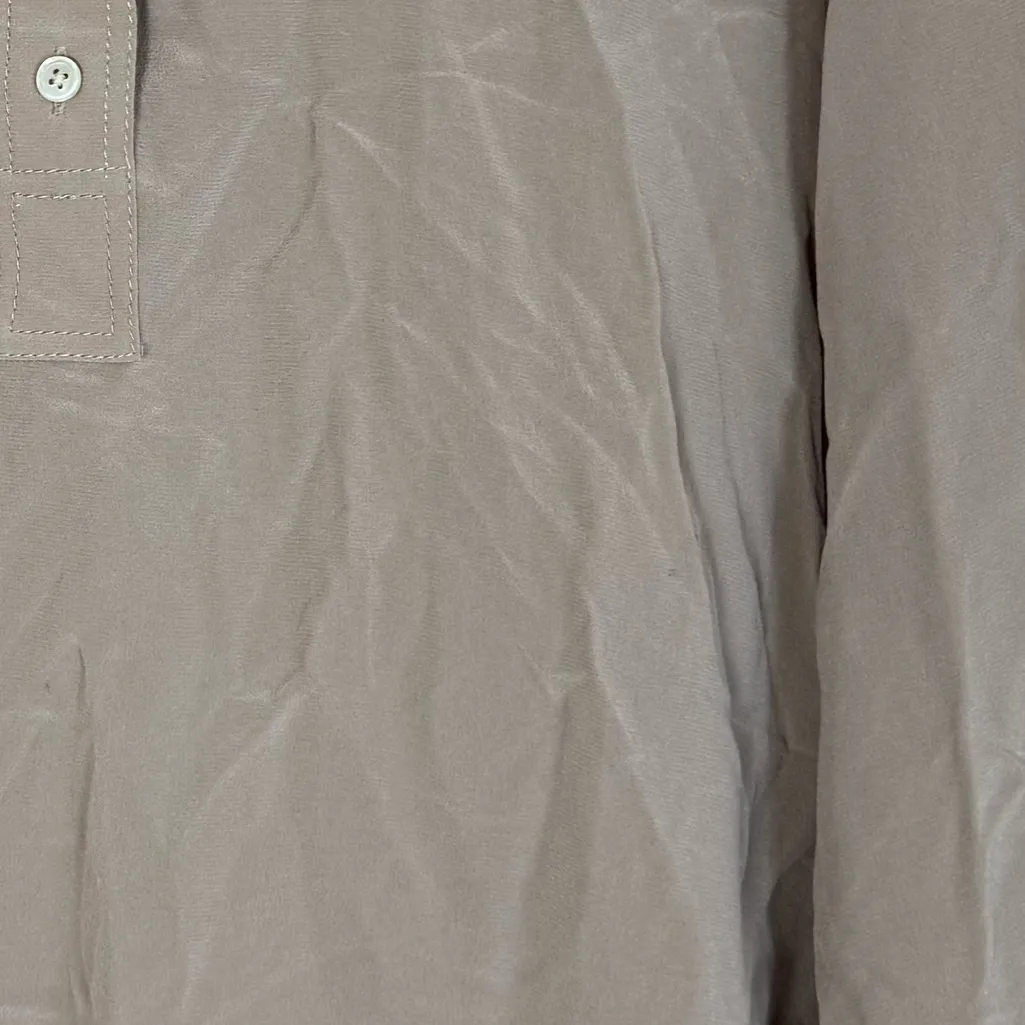 Everlane Washable Silk Henley Shirt Blouse size 0 XS Burnt Sugar $150 - Image 10