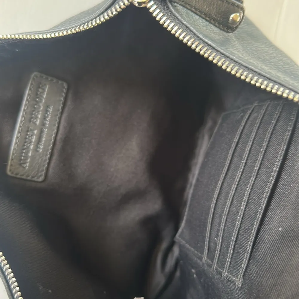 Audrey Brooke Studded Leather clutch shoulder bag black convertible wristlet - Image 10