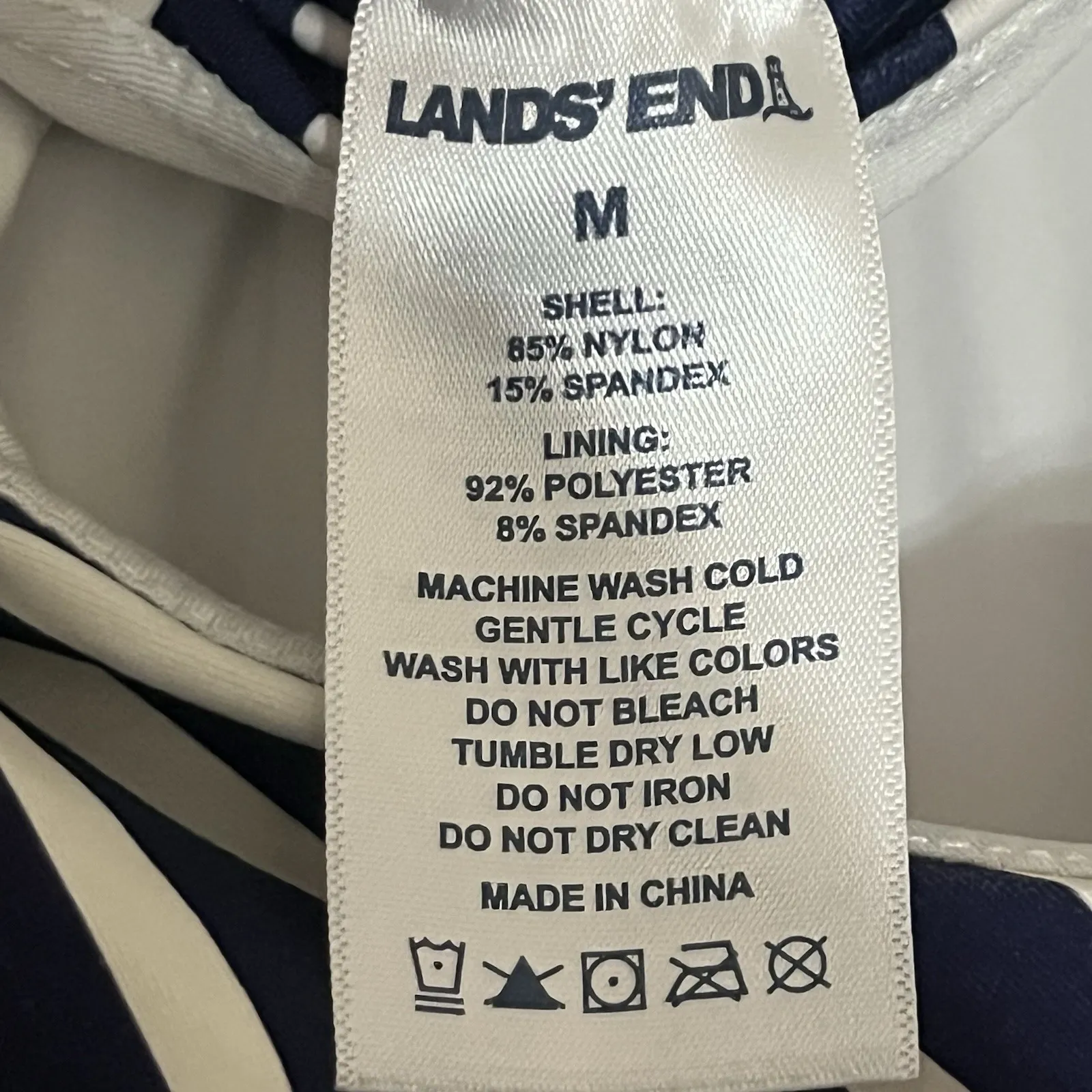 Lands End One-Piece Halter Swimsuit Women's Size Medium Blue & White Stripes - Image 6