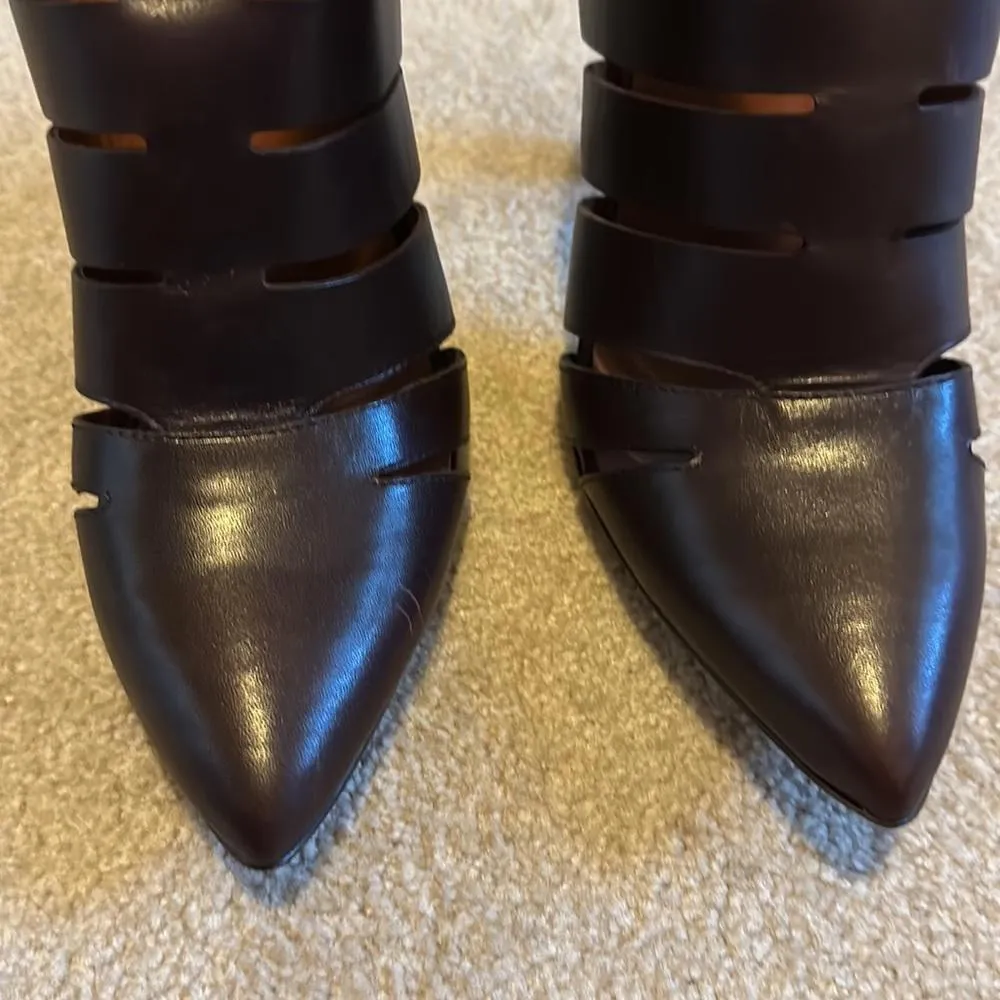 Rebecca Minkoff Derea Chocolate Burgundy Leather Cutout High Heel Boots size 10 - Image 5