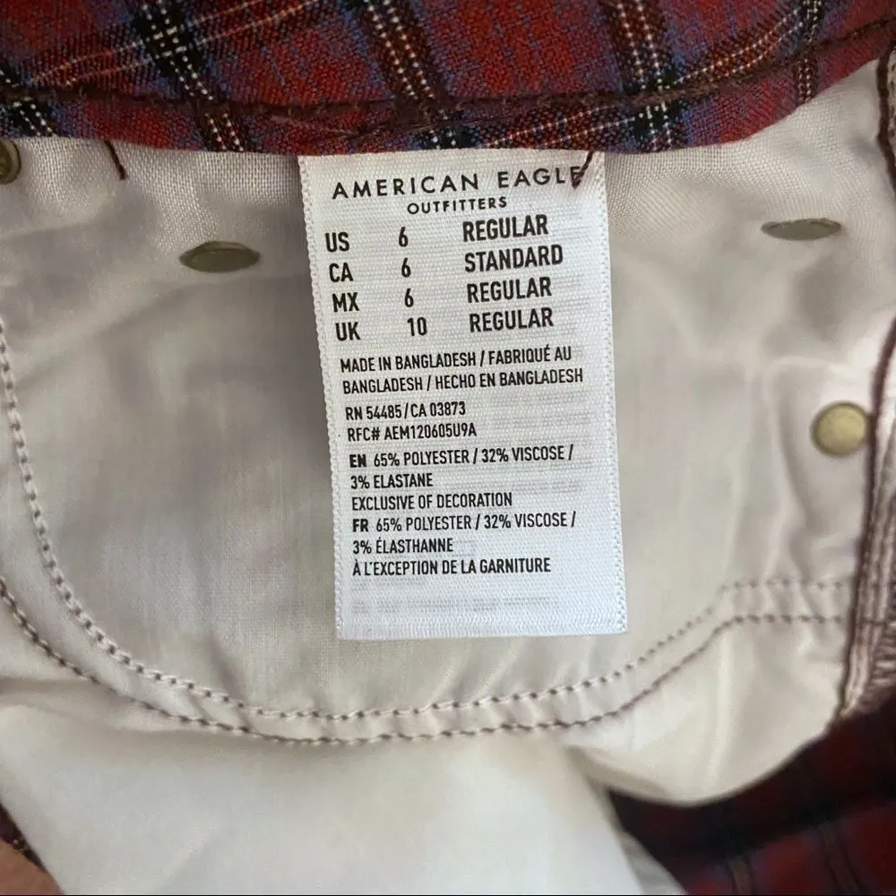 AEO American Eagle Outfitters Plaid Hi-Rise Mini Skirt Sz 6 - Image 10