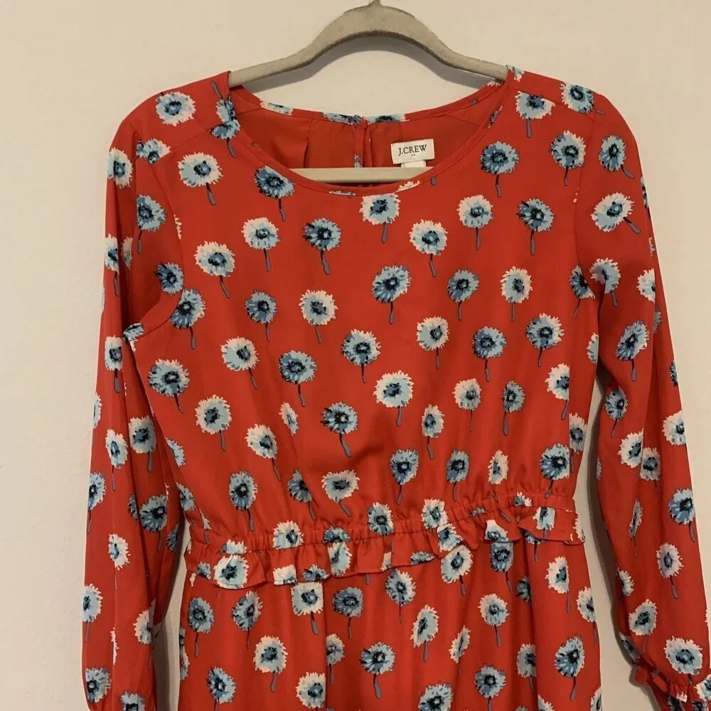 J. Crew Womens Size 4 Multicolor Floral Print Shift Long Sleeve Dress - Image 2