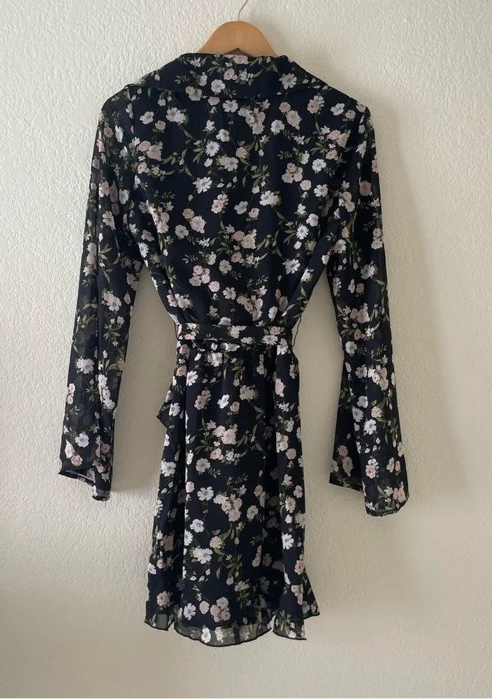 Princess Polly Marty Long Sleeve Mini Dress Black Floral - Image 8