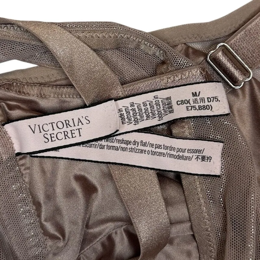 Victoria's Secret Sheer Mesh Bralette Women's Sz M Taupe Nude Wireless Soft Bra - Image 3
