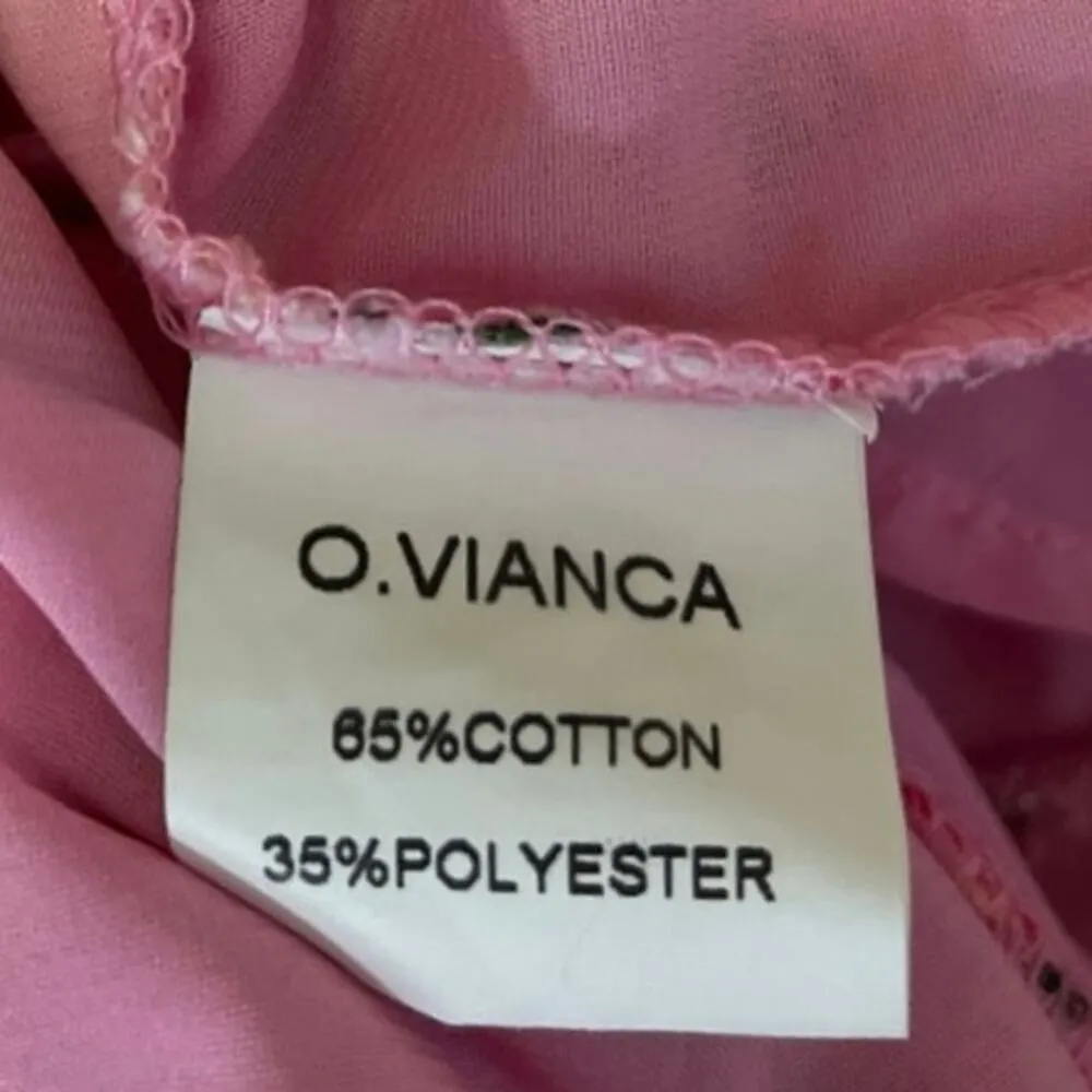 O.Vianca Pink Multicolor Floral Sweetheart Puff Sleeve Ruffle Romper Jumpsuit S - Image 5