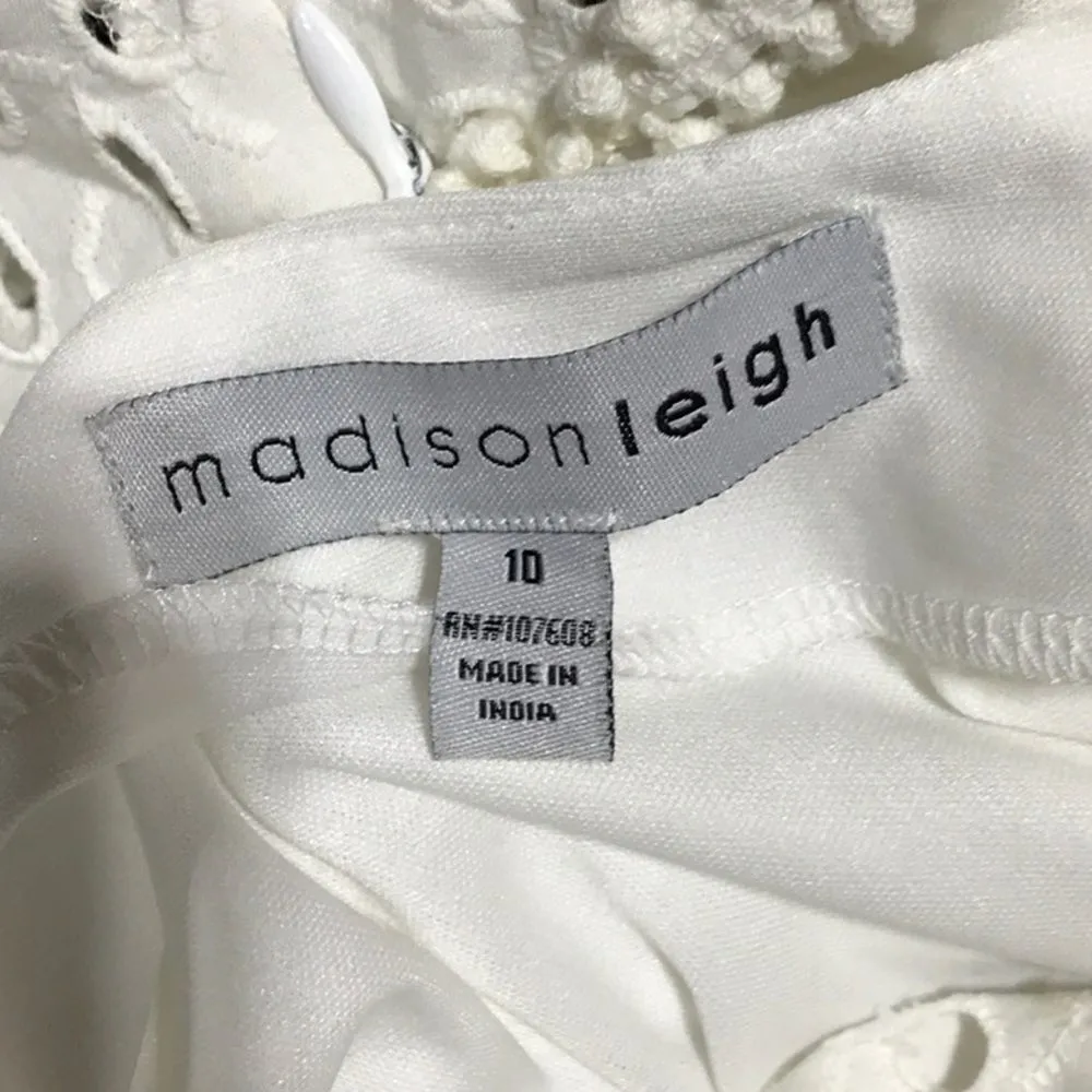 White Belted  Eyelet Sheath Dress Preppy and Chic Sizeb10 - Image 13