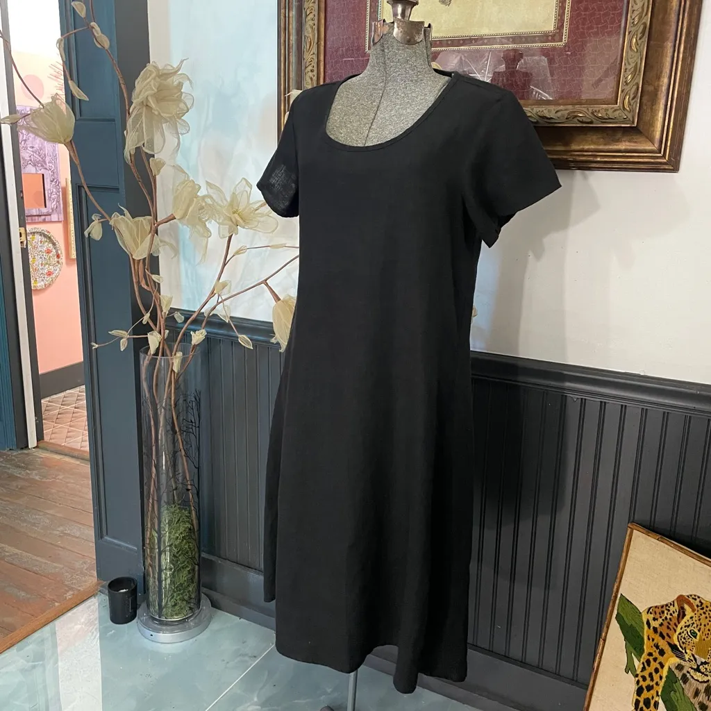 Flax Park Linen Short Sleeves Lagenlook Dress in Nine Iron Sz P (US 4-6) 💛🎀 - Image 4