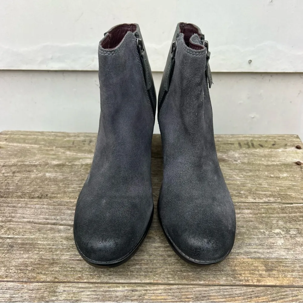 Roan Bed Stu Lina Mixed Suede Leather Black Charcoal Heeled Boot Bootie 9.5 - Image 2