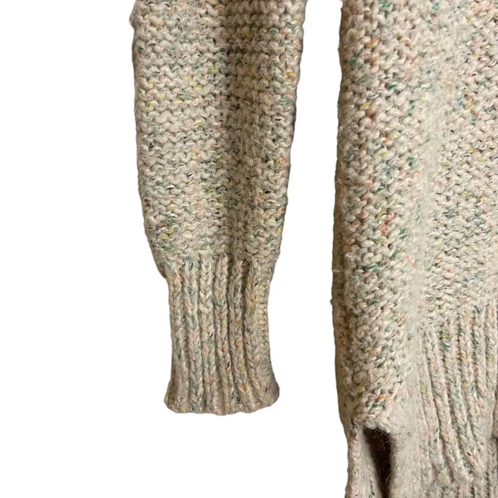 Anthropologie Kaisely Cream Rainbow Confetti Zipper Back Wool Blend Sweater - Image 4