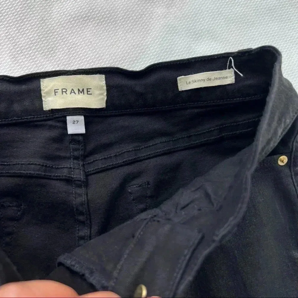 Frame Le Skinny De Jeanne Noir Coated Jeans size 27 - Image 8