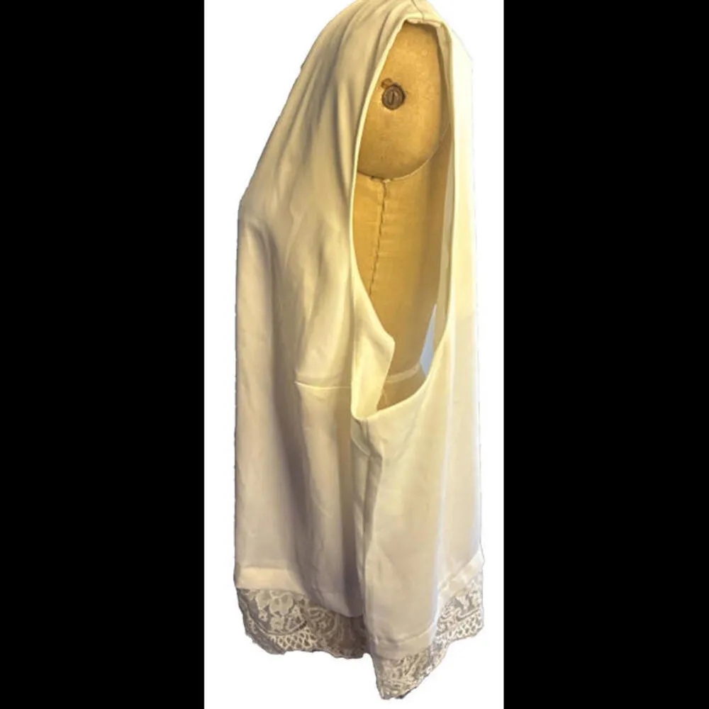 The Limited Off White Cream Business Dress Silky Lace Trim V Neck Cami Tank NWT - Image 4