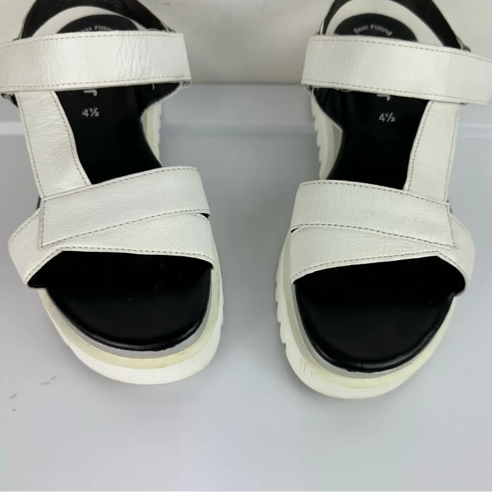 Gabor Leather Strappy Platform Wedge Sandals Sz 7 White Silver - Image 11