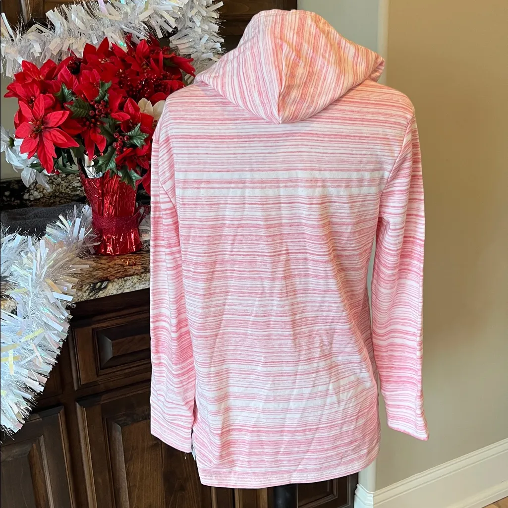 Soft Comfy Pink Striped Jacket Hoodie Oversized Zip Womens Small New - Image 8