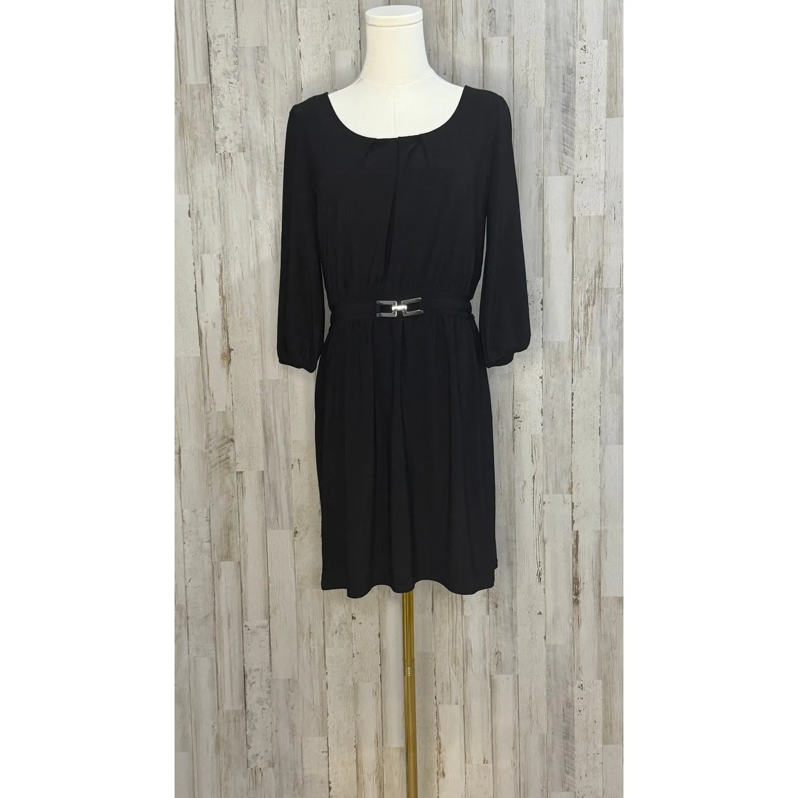 White House Black Market Women's Black‎ Long Sleeve Dress Size Small - Image 2