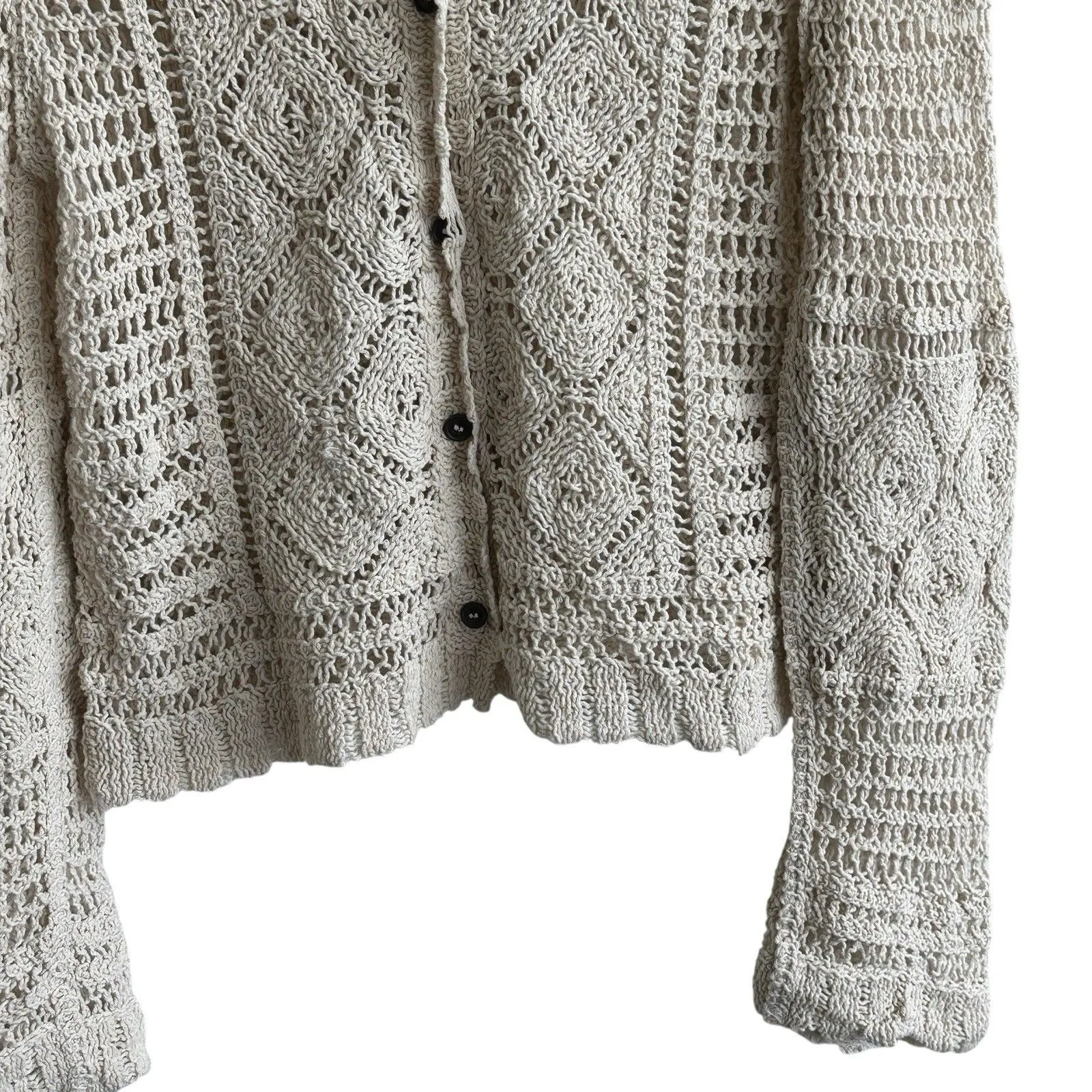 Liv Los Angeles Y2K Crochet Button Down Diamond Sweater Fairytale S - Image 9