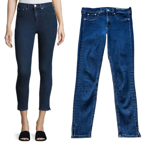 RAG & BONE Jeans 10 inch Capri with Slit Clean Dark Paz Skinny Blue 28 EUC - Image 2