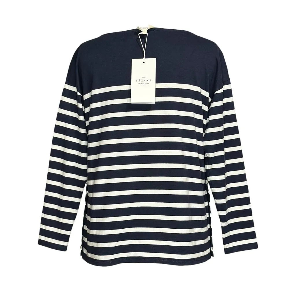 SÉZANE Noan Marinière Blouse, Navy/Ecru, XS - Image 4