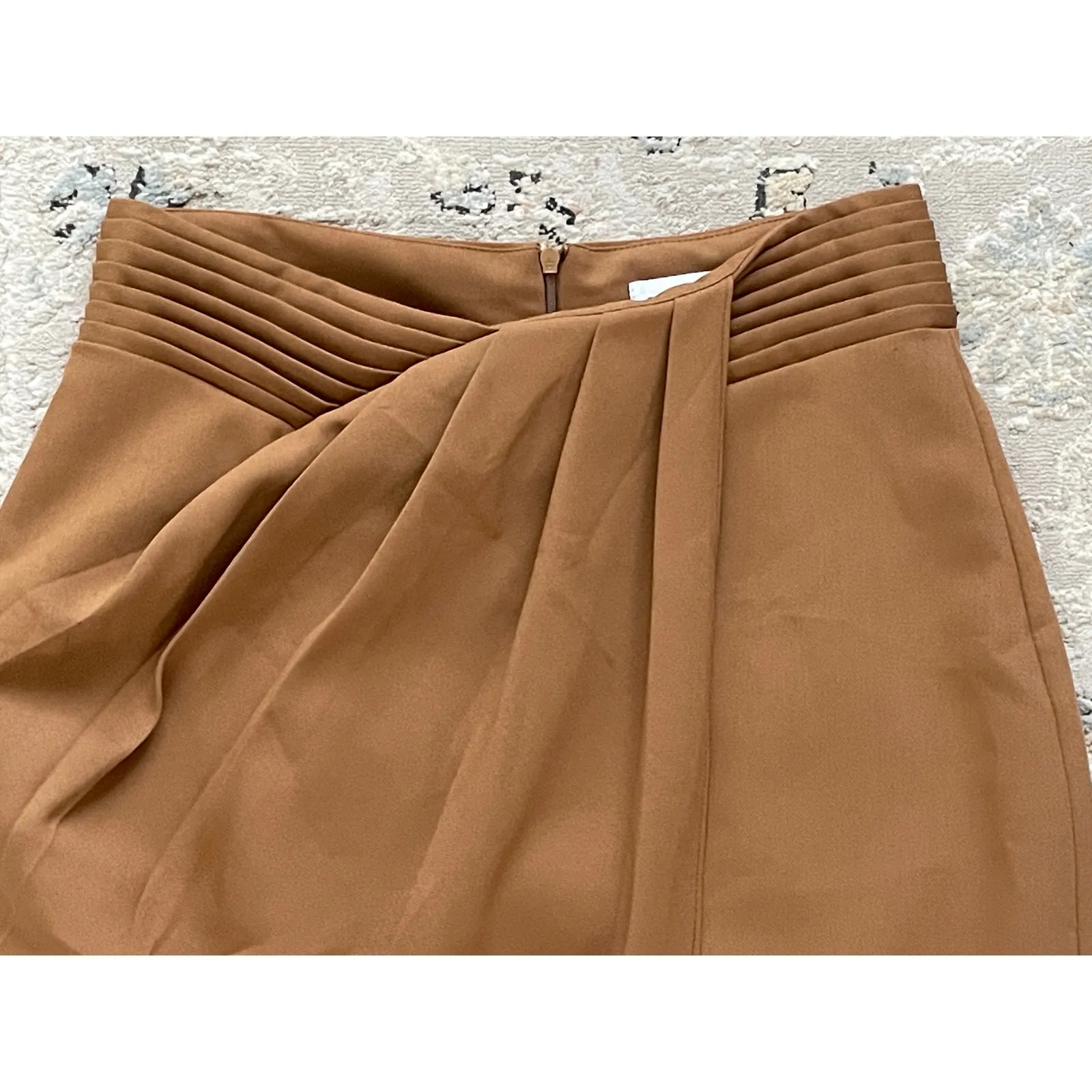 Modelivree Faux Wrap Midi Skirt Caramel Brown Size Large - Image 3