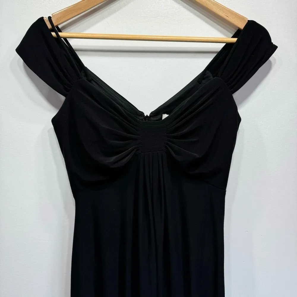 White House Black Market WHBM Little Black Dress Off Shoulder Pleated Size 6 - Image 7