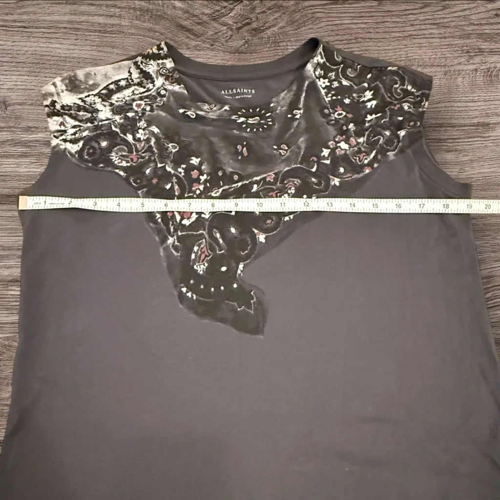 ALL SAINTS Charcoal Band Brooke Cap Sleeve T-shirt in Women's Small - Image 8