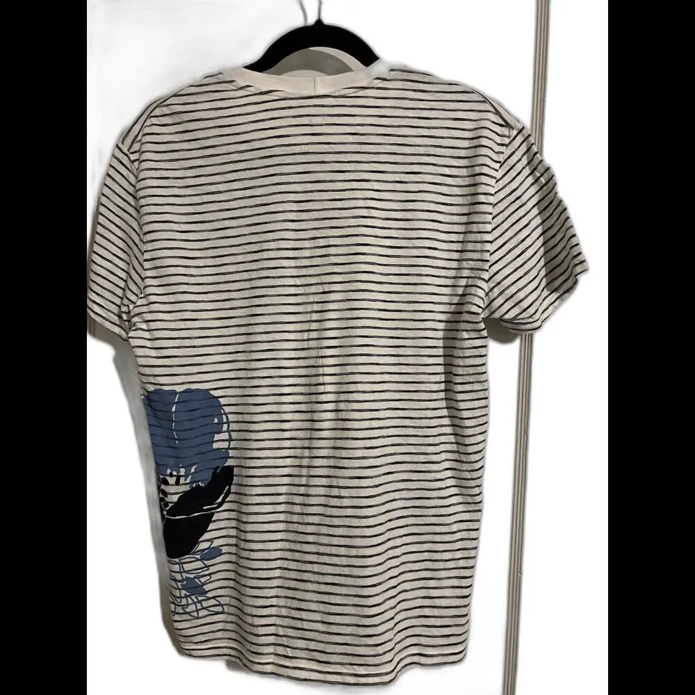 Armani Exchange Striped Graphic Tee - Stylish Casual Wear Medium - Image 2