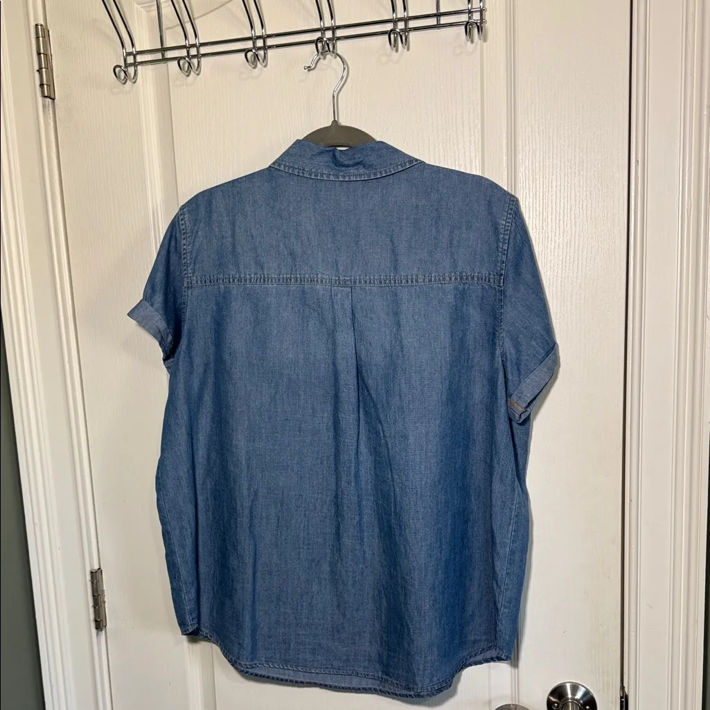 a.n.a Casual Denim Blue Button Down Shirt - Image 5