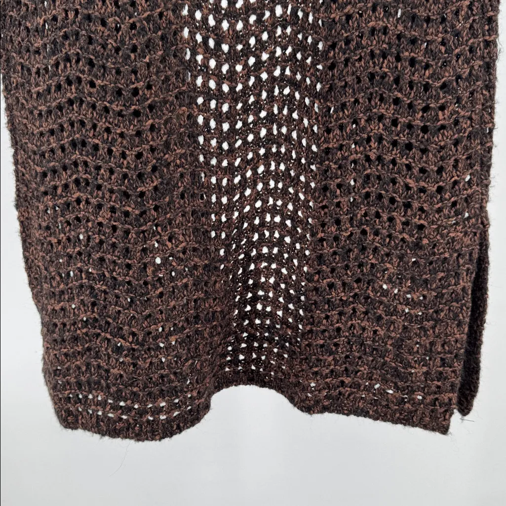 Sanctuary Brown Black crocheted Sweater vest knee length neutral boho S festival - Image 5