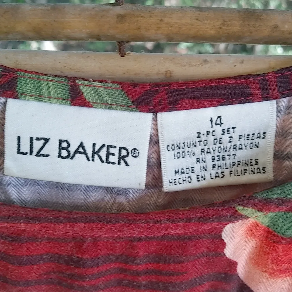 Liz Baker 14 Red Green Lanai Maxi Dress Plus - Image 3