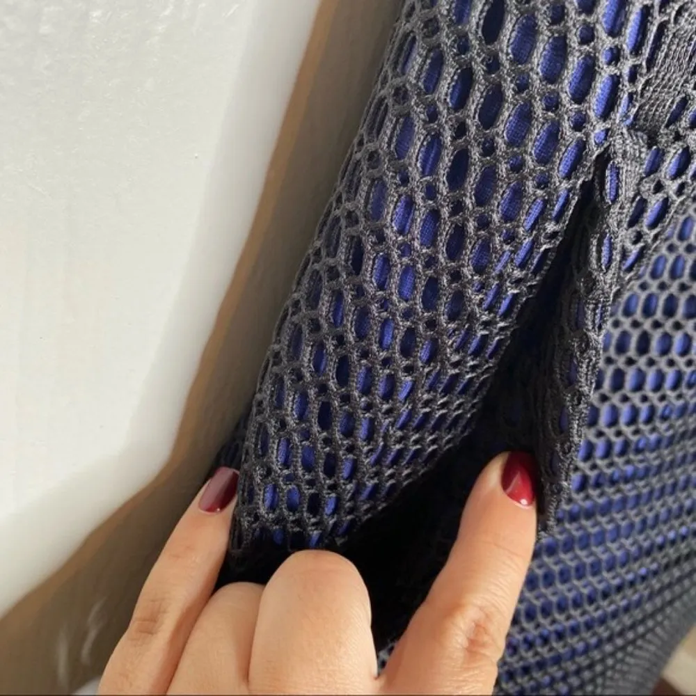 Self-Portrait Navy Black Mesh Sleeveless Mini Dress With Cut Out - Image 5