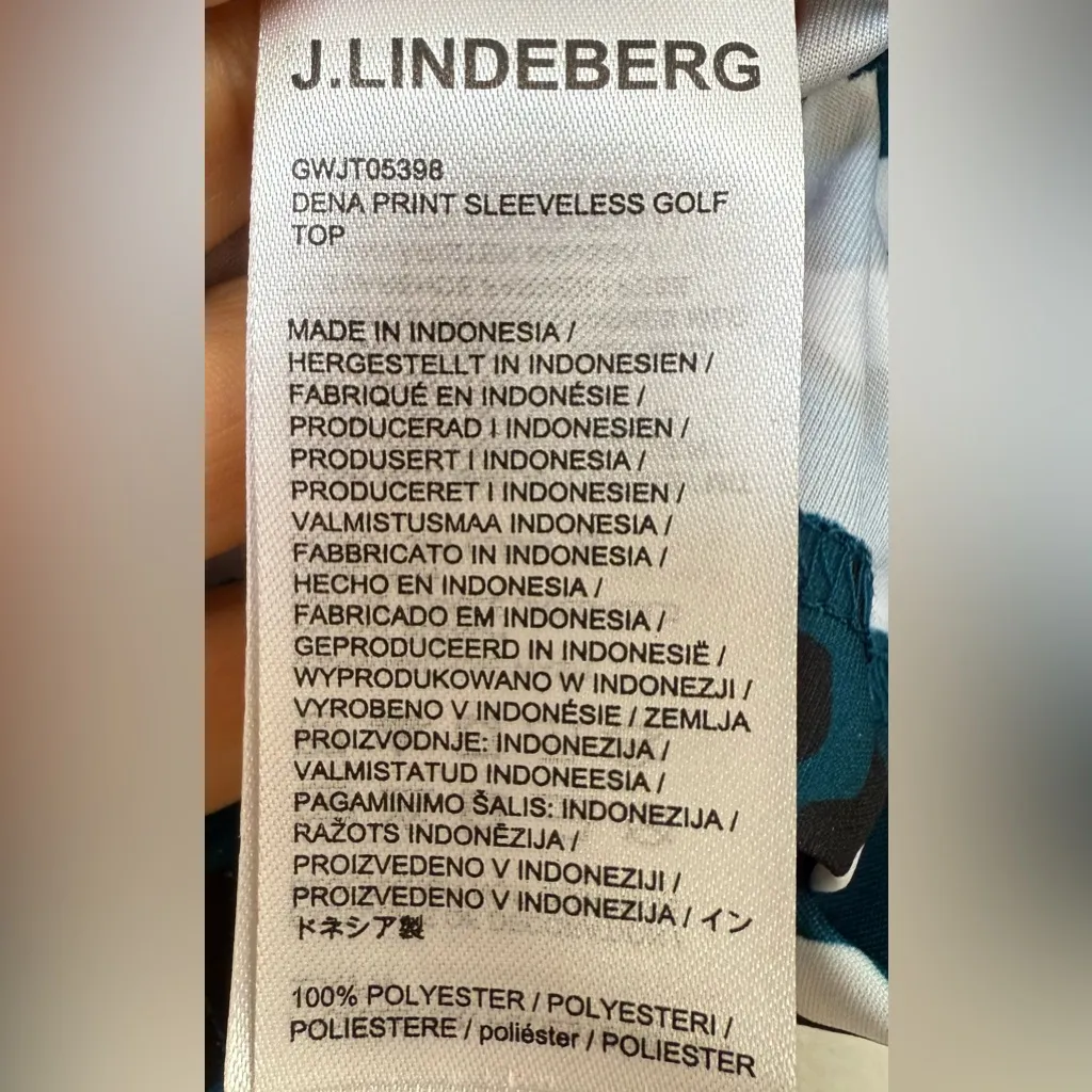 J.LINDEBERG Dena Print Sleeveless Golf Top Moroccan Blue Animal Women’s Small Green - Image 10